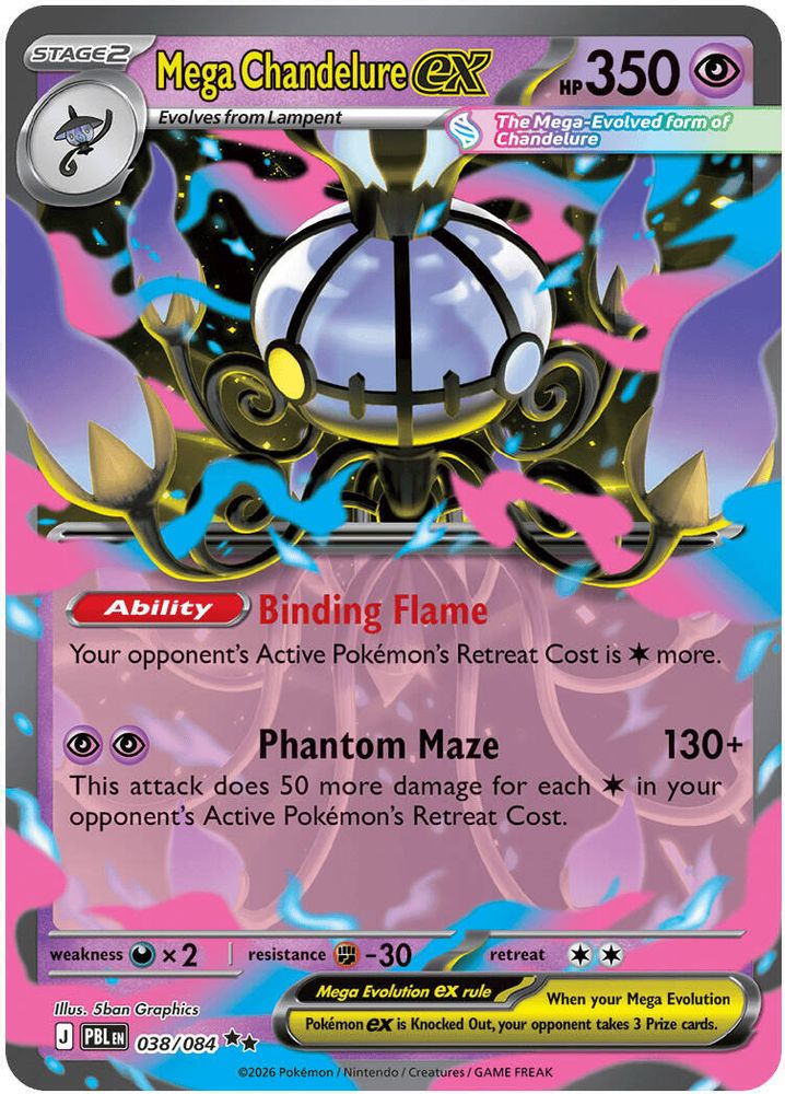 Mega Chandelure ex 038/084 Double Rare Holo Pitch Black NM/M