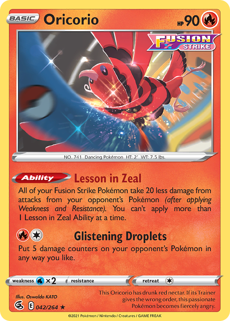 Oricorio 042/264 Rare Reverse Holo Fusion Strike NM/LP