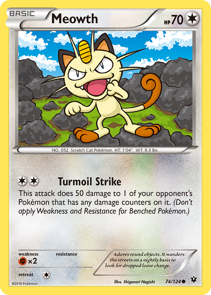 Meowth 74/124 Common Reverse Holo Fates Collide NM/LP