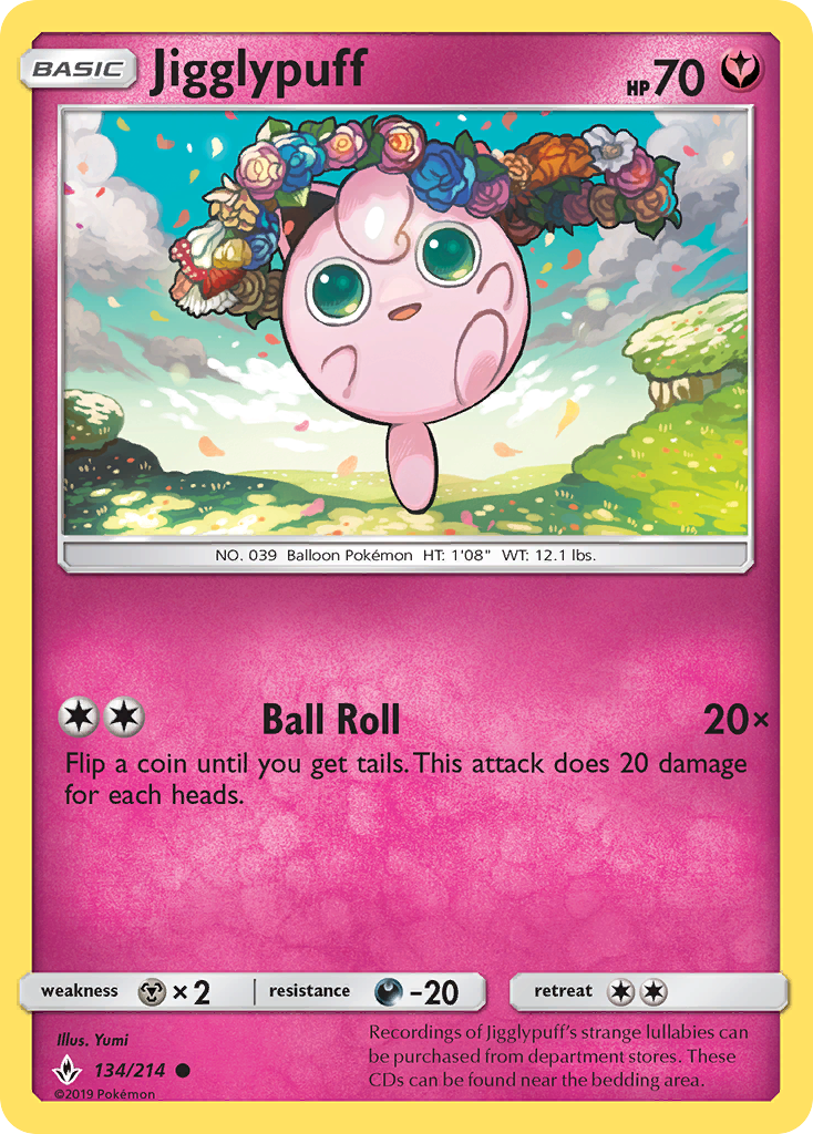 Jigglypuff 134/214 Common Reverse Holo Unbroken Bonds NM/LP