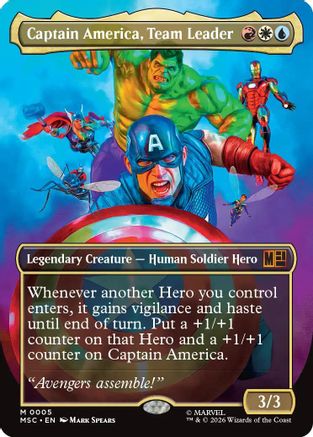 Captain America, Team Leader (Borderless) 5 Commander: Marvel Super Heroes NM/M