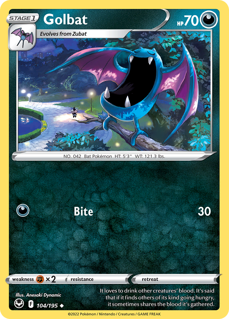 Golbat 104/195 UnCommon Reverse Holo Reverse Holo Silver Tempest NM/LP