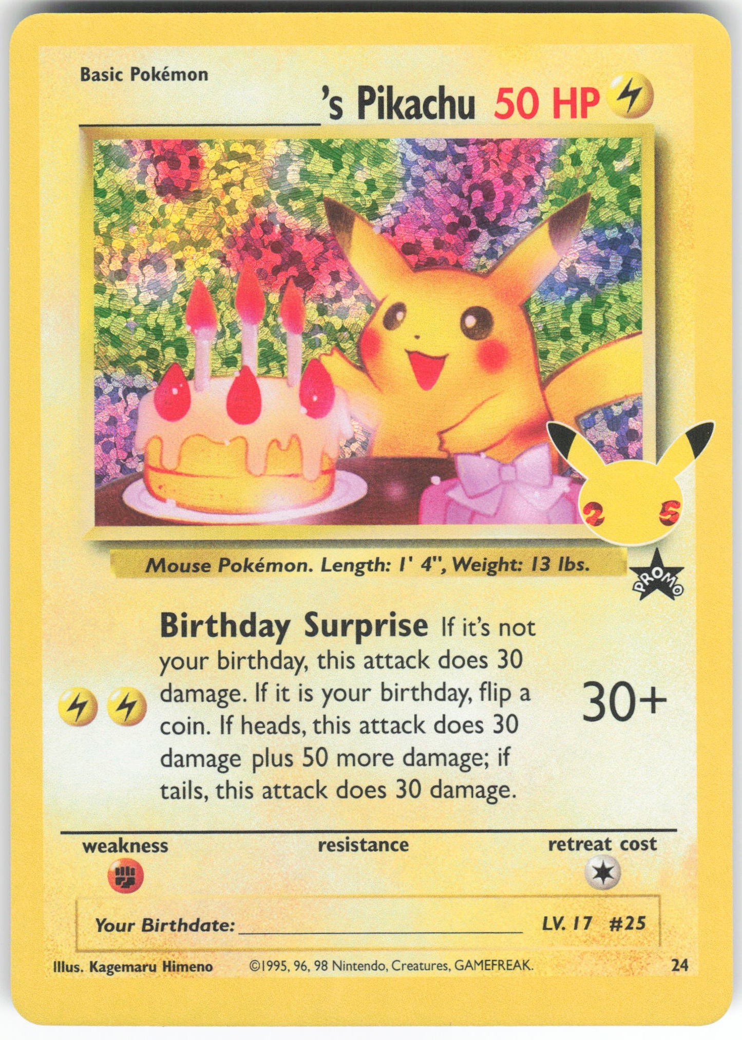 ______'s Pikachu Classic Collection Celebrations: Classic Collection 24/53 NM