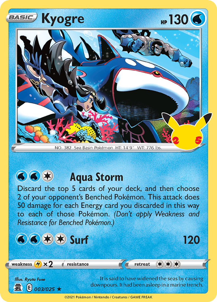 Kyogre 003/025 Rare Celebrations NM/LP