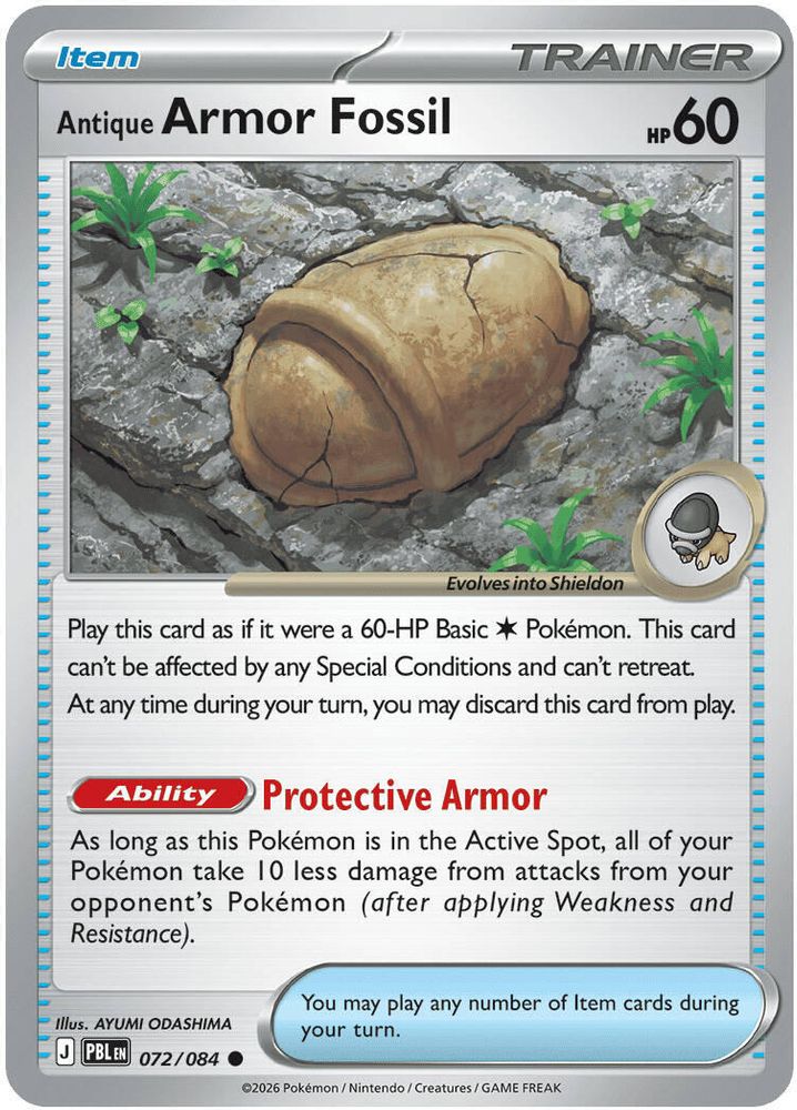 Antique Armor Fossil 072/084 Common Reverse Holo Pitch Black NM/M