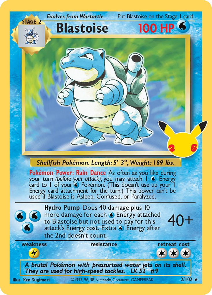Blastoise 2/102 Classic Collection Celebrations: Classic Collection NM/M