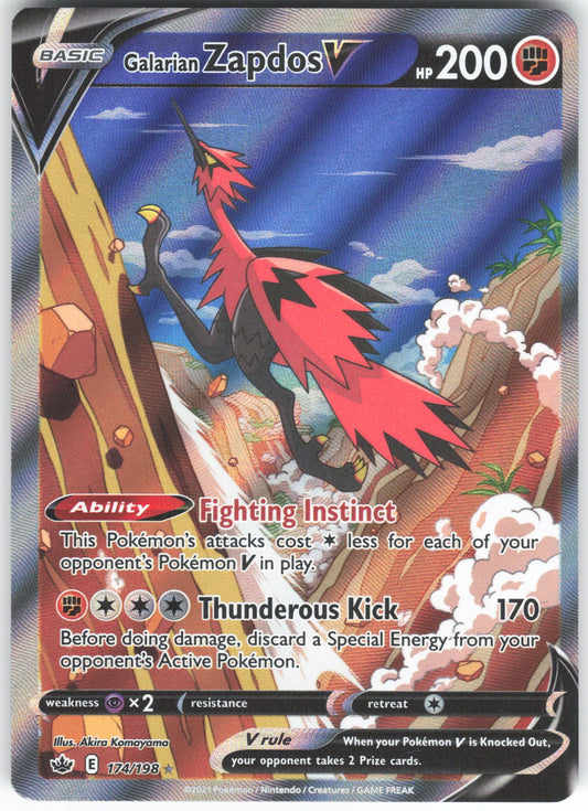 Galarian Zapdos V (Alternate Full Art) Ultra Rare SWSH06: Chilling Reign 174/198 NM