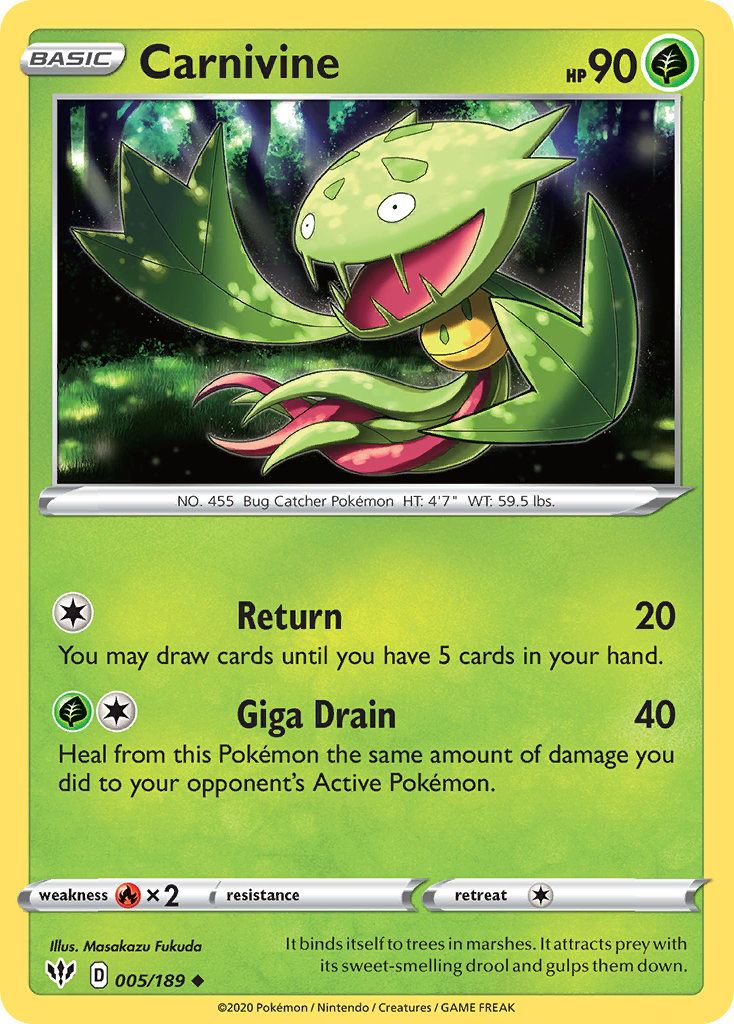 Carnivine 005/189 Uncommon Reverse Holo Darkness Ablaze NM/LP