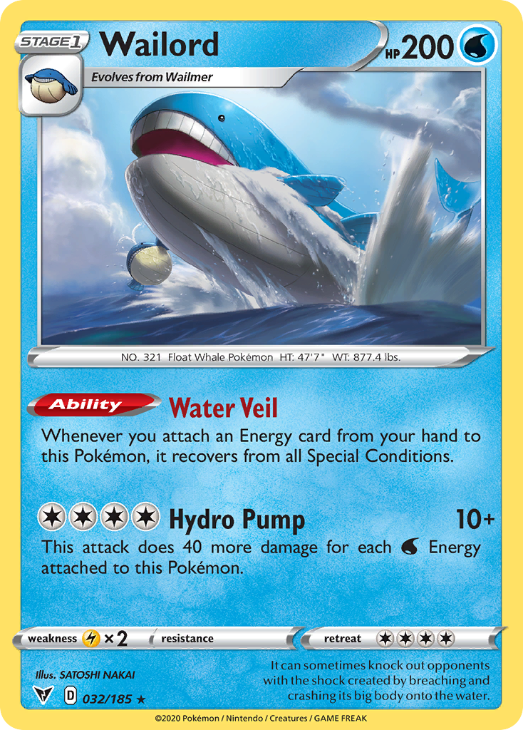 Wailord 032/185 Rare Reverse Holo Vivid Voltage NM/LP