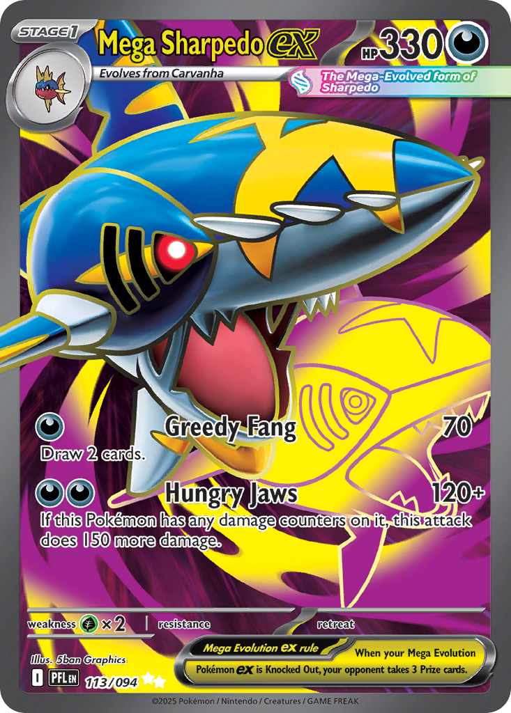 Mega Sharpedo ex 113/094 Ultra Rare Phantasmal Flames NM/M
