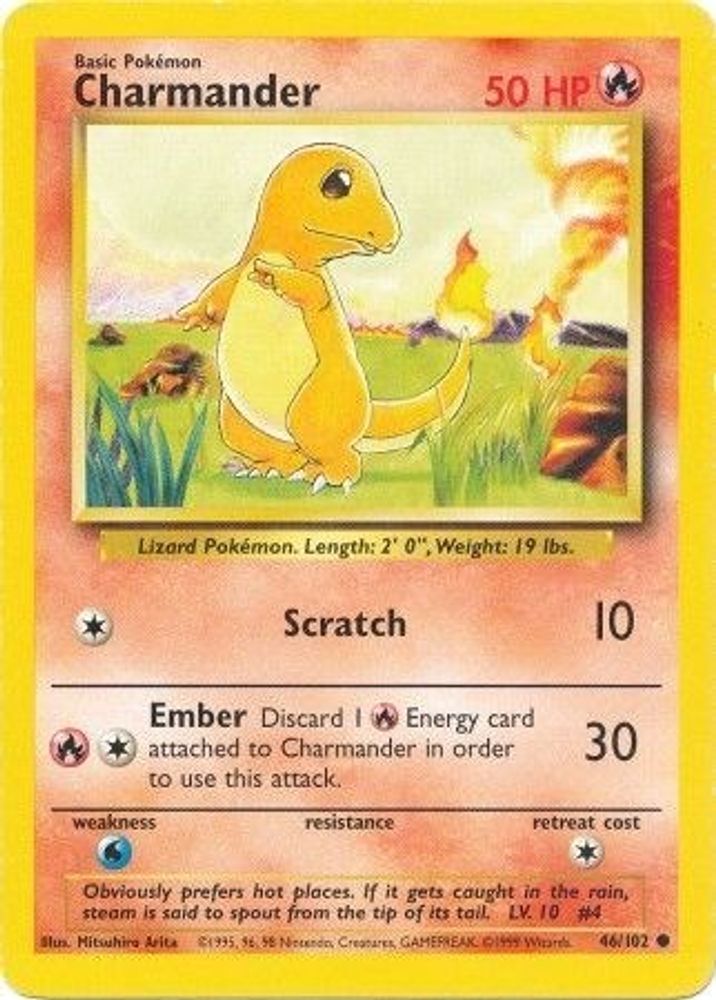 Charmander 46/102 Common Base Set Unlimited NM/M