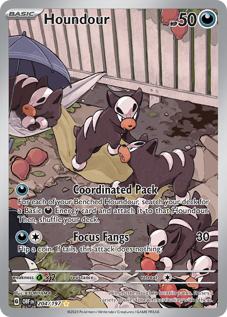 Houndour 204/197 Illustration Rare Obsidian Flames NM/M
