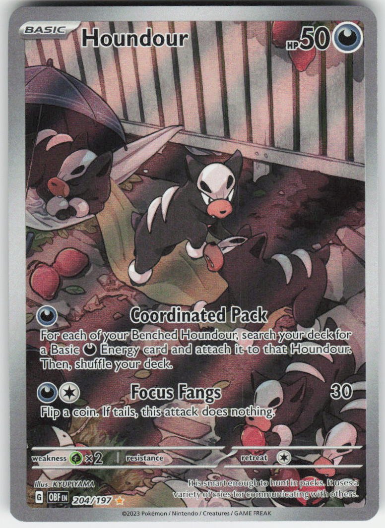 Houndour - Illustration Rare SV03: Obsidian Flames 204/197 NM