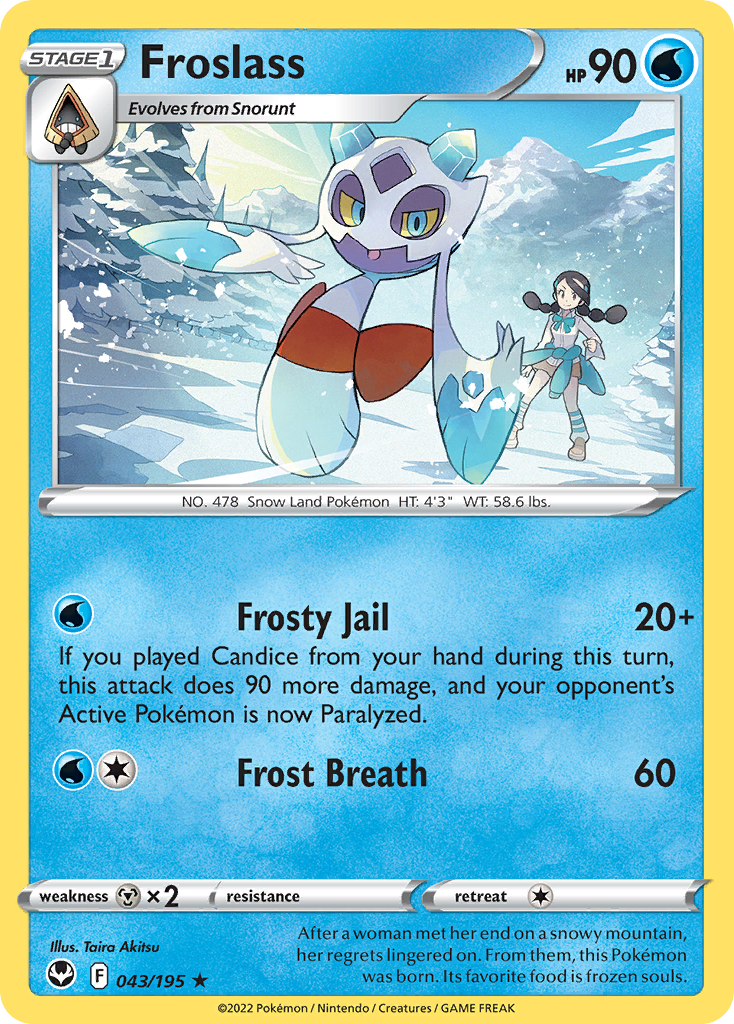 Froslass 043/195 Rare Reverse Holo Silver Tempest NM/LP