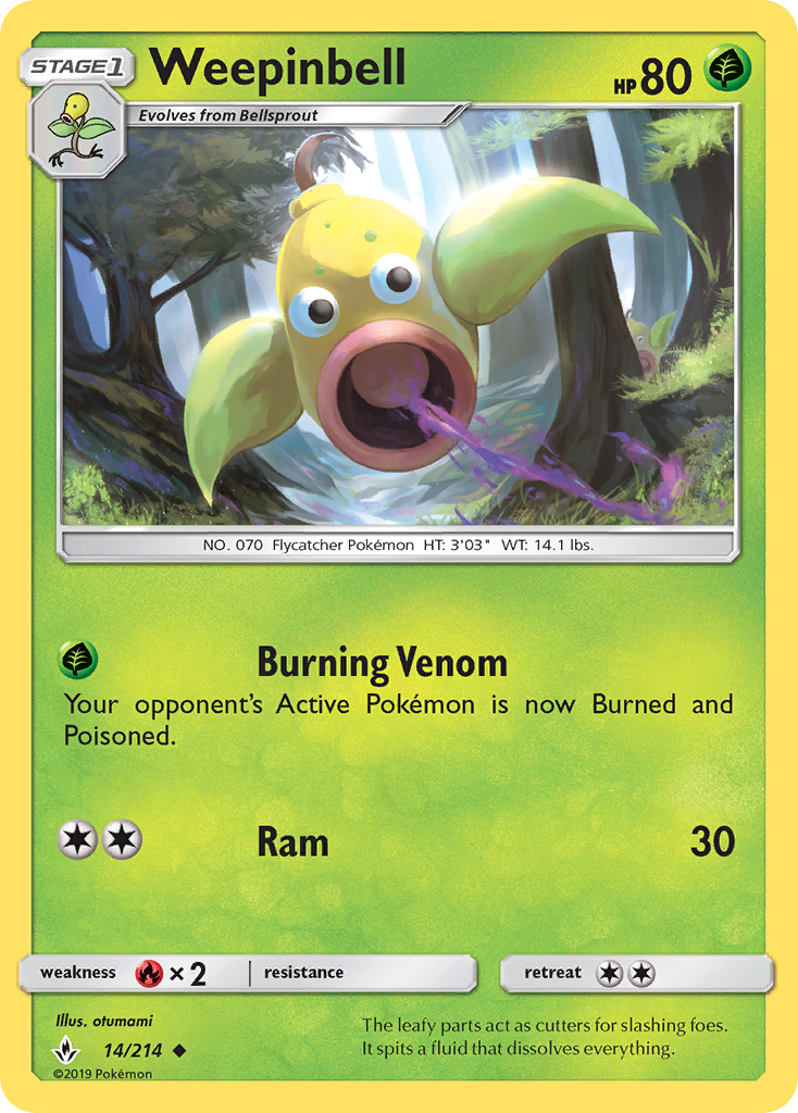 Weepinbell 14/214 Uncommon Reverse Holo Unbroken Bonds NM/LP