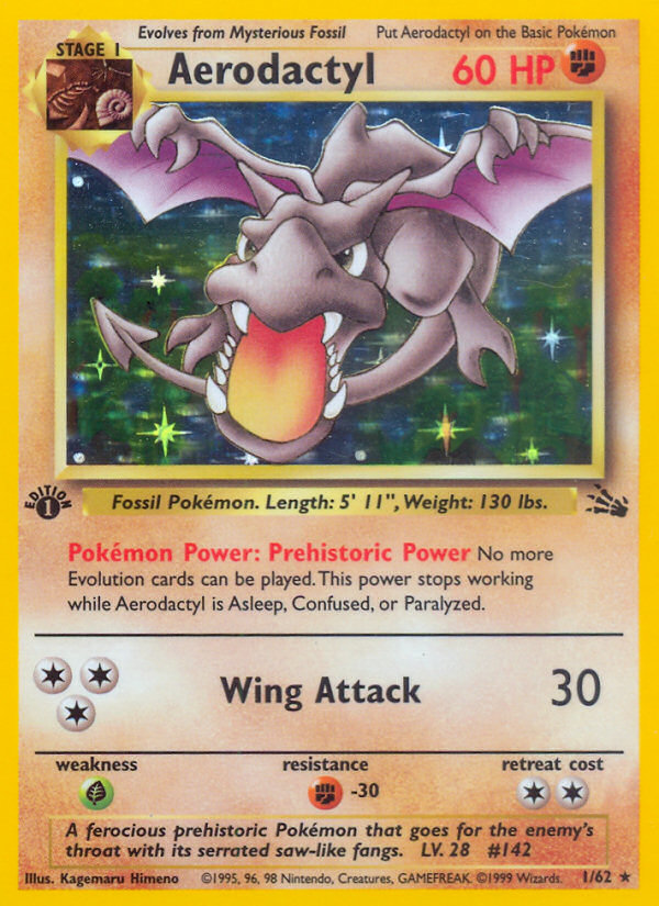 Aerodactyl 1/62 Rare Fossil Unlimited Holo NM/M