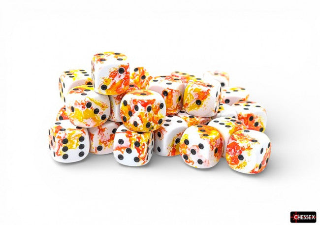 Chessex 12mm D6 Dice Block Brush Sunrise/Black (36 dice)