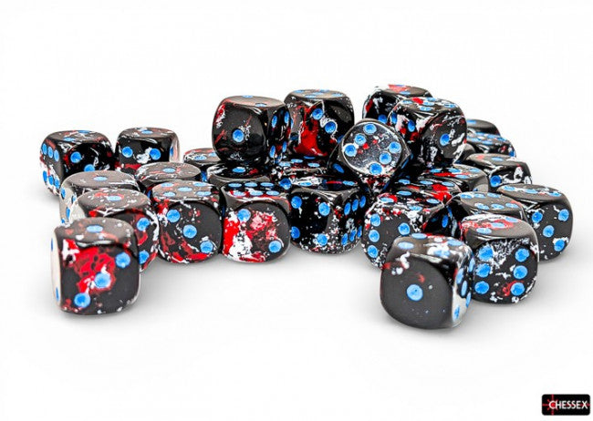 Chessex 12mm D6 Dice Block Brush Dark Side/Blue (36 dice)
