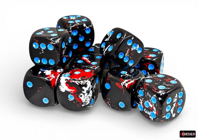 Chessex 16mm D6 Dice Block Brush Dark Side/Blue (12 dice)