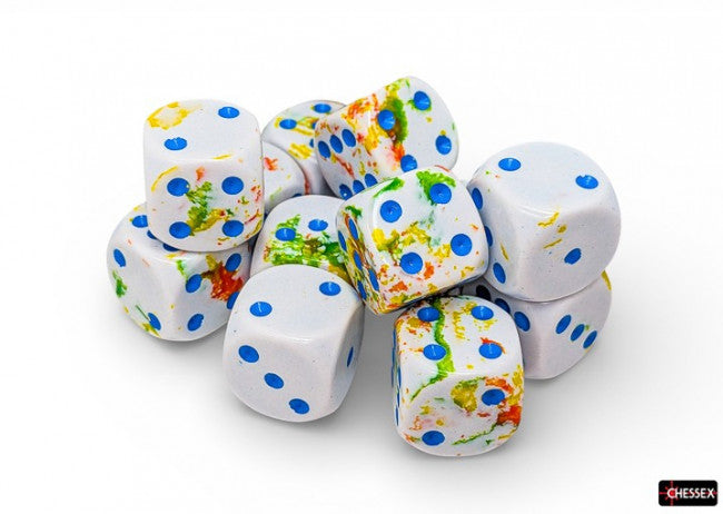 Chessex 16mm D6 Dice Block Brush Breezy/Blue (12 dice)