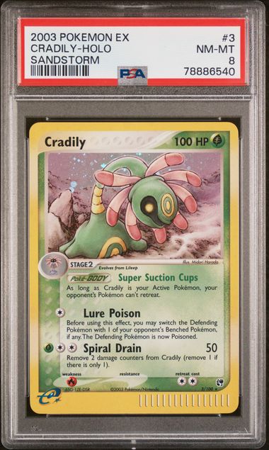 PSA 8 2003 POKEMON EX SANDSTORM #3 CRADILY-HOLO SANDSTORM