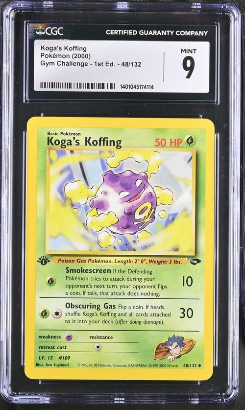 CGC 9 Pokemon Gym Challenge 1st Ed Koga's Koffing 48/132