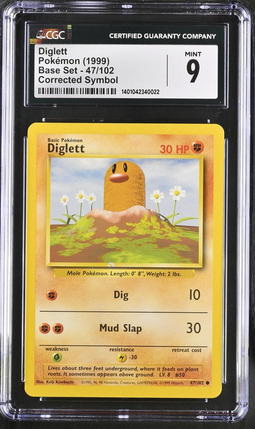 CGC 9 Pokemon Diglett 47/102 Base Set