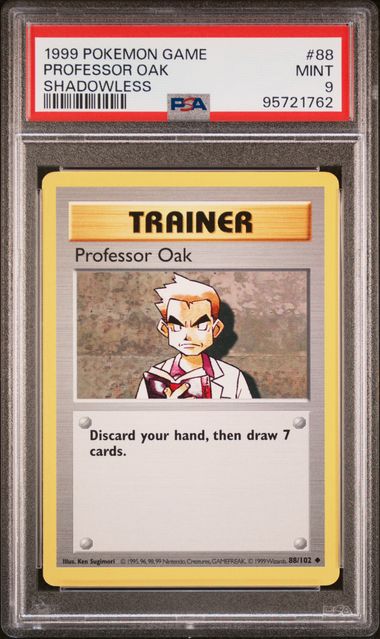 PSA 9 1999 POKEMON GAME #88 PROFESSOR OAK SHADOWLESS