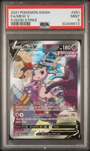 PSA 9 2021 POKEMON SWORD & SHIELD FUSION STRIKE #251 FA/MEW V FUSION STRIKE