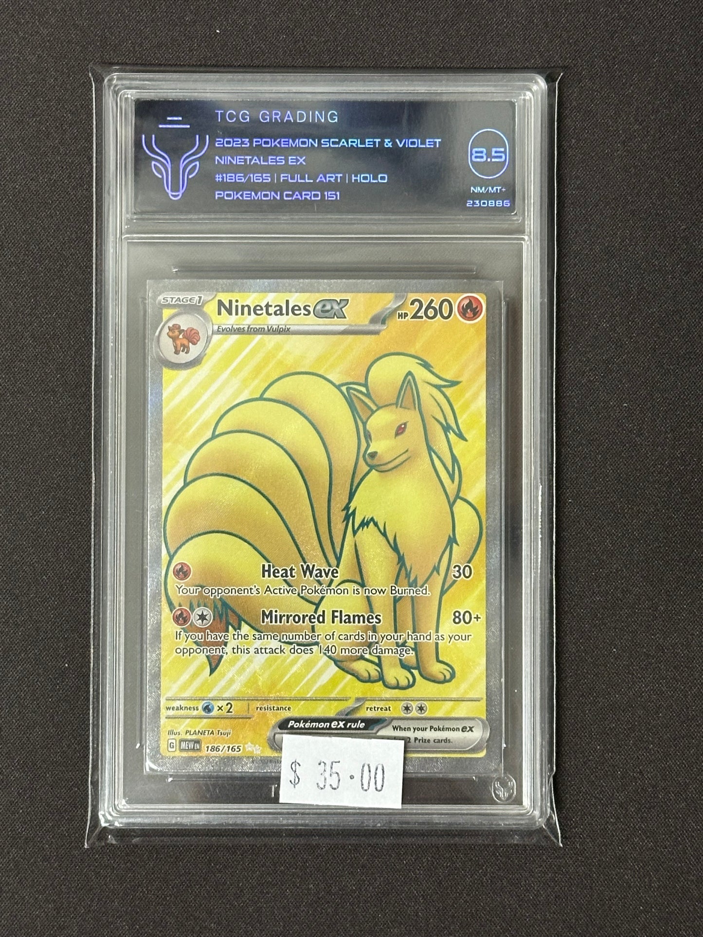 TCG Grading 8.5 Pokemon 151 Ninetales EX 186/165