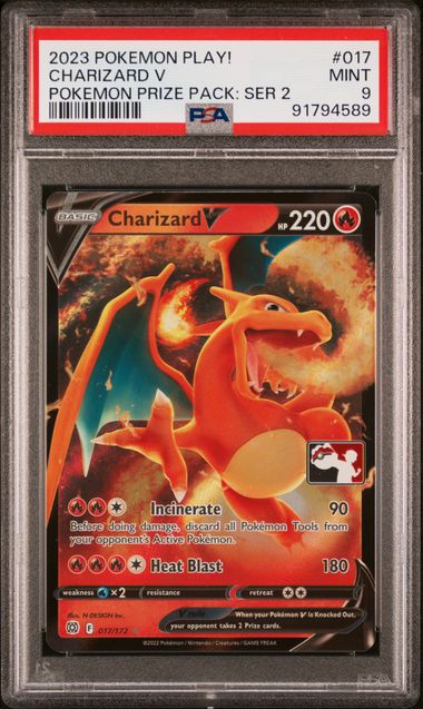 PSA 9 2023 POKEMON PLAY! POKEMON PRIZE PACK: SERIES 2 #017 CHARIZARD V POKEMON PRIZE PACK: SER 2