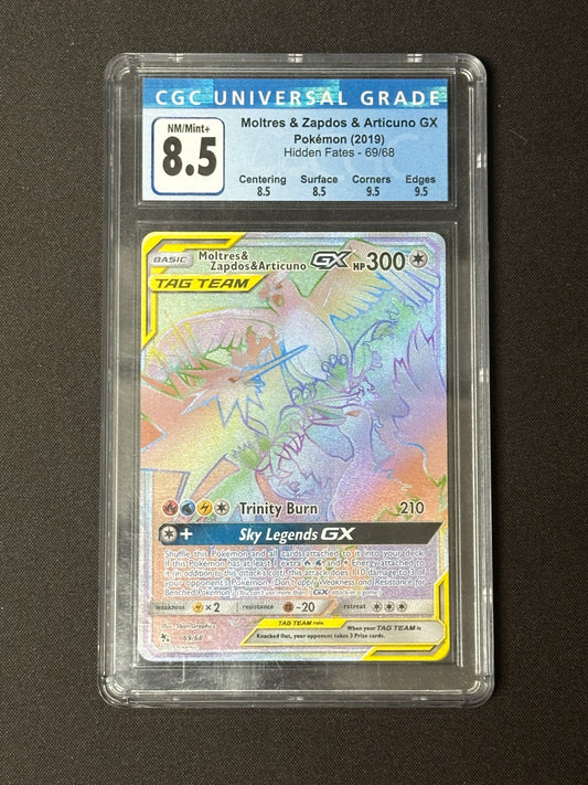 CGC 8.5 Pokemon 2019 Hidden Fates Moltres & Zapdos & Articuno 69/68