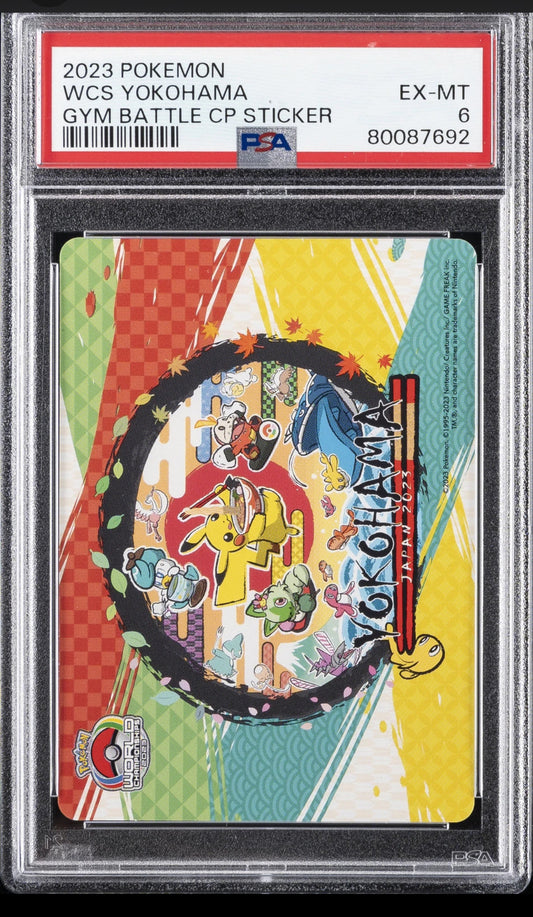 PSA 6 2023 POKEMON GYM BATTLE CAMPAIGN STICKER WCS YOKOHAMA