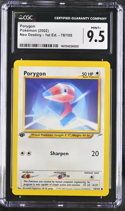 CGC 9.5 Pokemon Neo Destiny 1st Ed Porygon 78/105