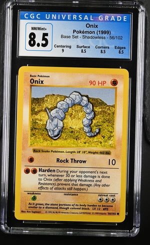 CGC 8.5 Pokemon 1999 Base Set Shadowless Onyx 56/102