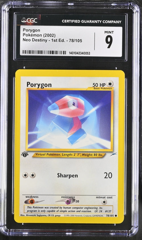 CGC 9 Pokemon Neo Destiny 1st Ed Porygon 78/105