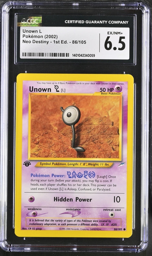 CGC 6.5 Pokemon Neo Destiny Unown L 86/105