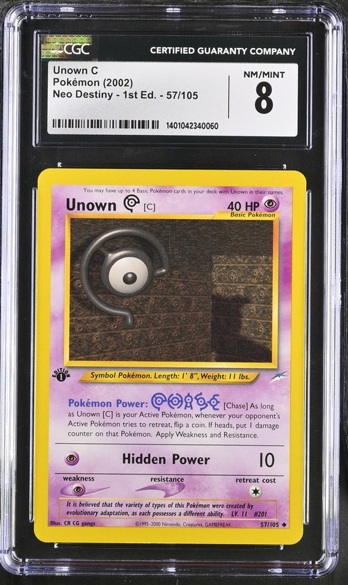 CGC 8 Pokemon Neo Destiny 1st Ed Unown C 57/105