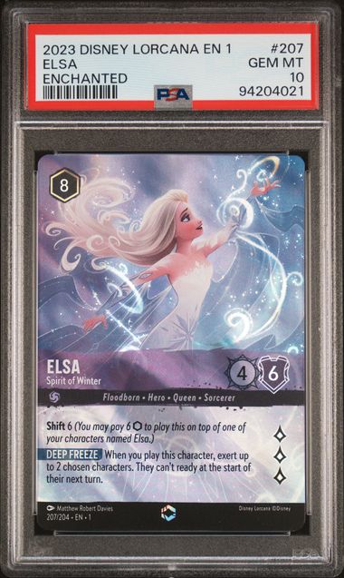 PSA 10 2023 DISNEY LORCANA EN 1-THE FIRST CHAPTER #207 ELSA ENCHANTED