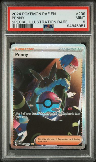 PSA 9 2024 POKEMON PAF EN-PALDEAN FATES #239 PENNY SPECIAL ILLUSTRATION RARE