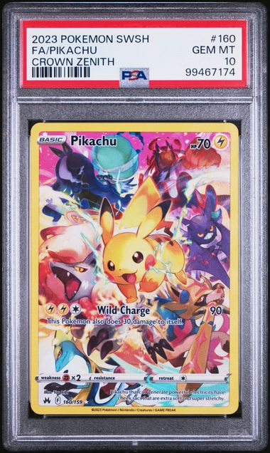 PSA 10 2023 POKEMON SWORD AND SHIELD CROWN ZENITH #160 FA/PIKACHU CROWN ZENITH