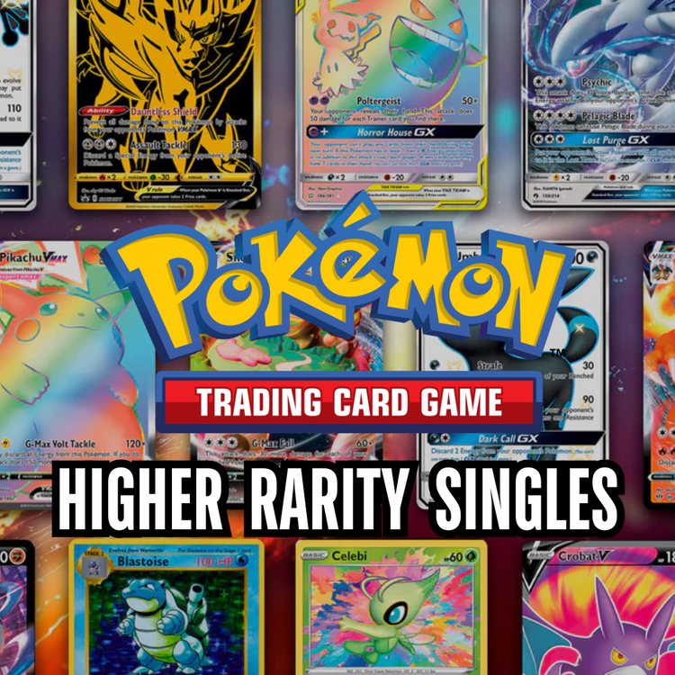 Higher rarity Pokémon singles including secret rares, alternate arts, full arts and gold cards at Raptor Games Brisbane