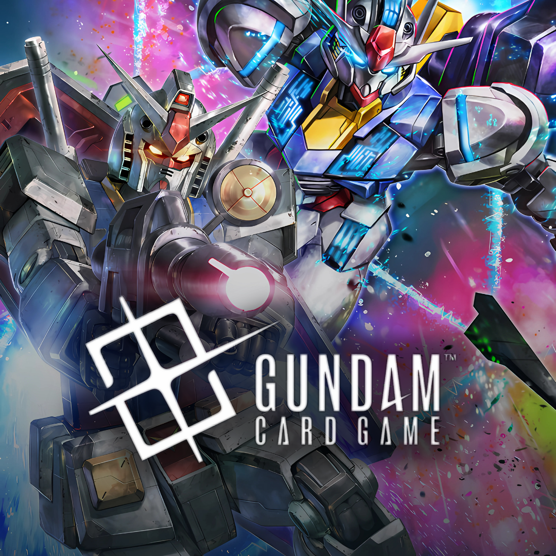 Gundam Card Game singles, boosters, and starter decks featuring Mobile Suits, Pilots, Commands, and Bases at Raptor Games Brisbane