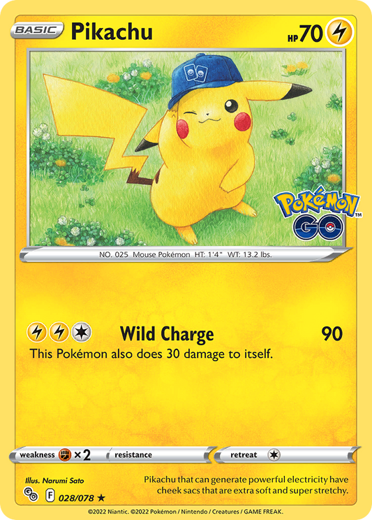 Pikachu 028/078 Rare Pokemon GO Holo NM/M