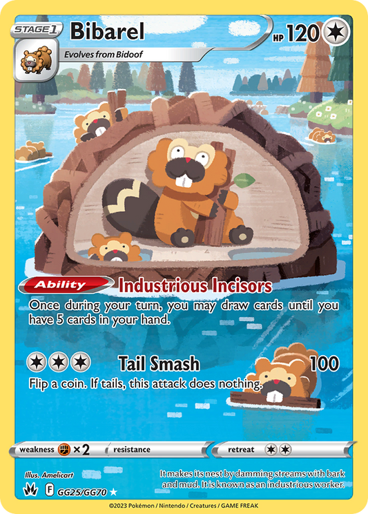 Bibarel GG25/GG70 Trainer Gallery Rare Crown Zenith Galarian Gallery Holo NM/M