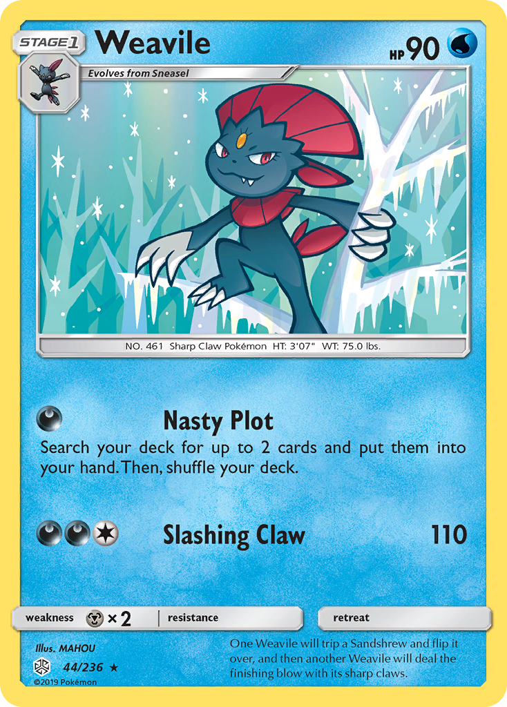Weavile 44/236 Rare Reverse Holo Cosmic Eclipse NM/LP