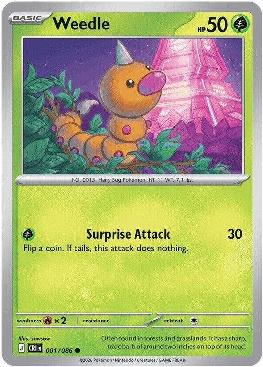 Weedle 001/086 Common Reverse Holo Chaos Rising NM/M