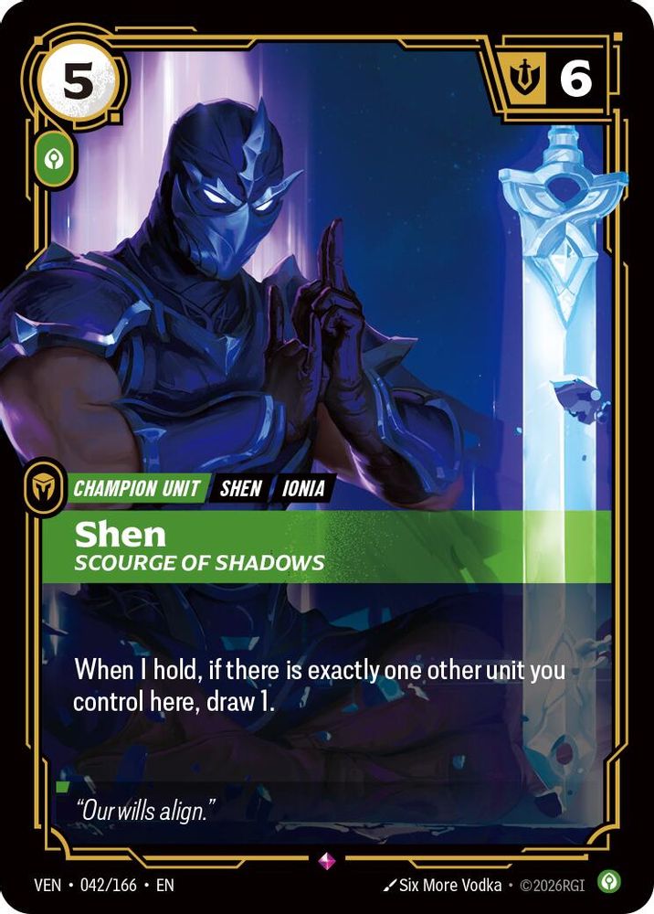 Shen - Scourge of Shadows 042/166 Rare Vendetta NM/M