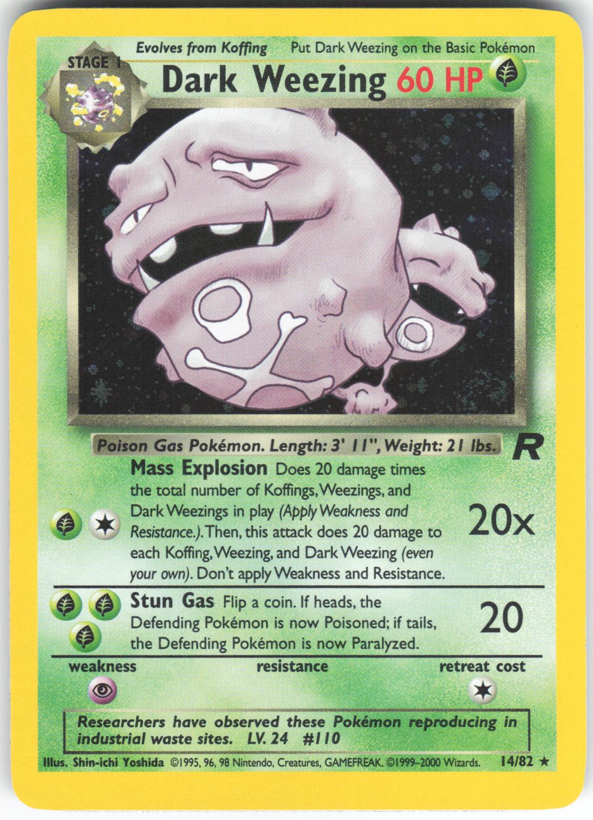 Dark Weezing 14/82 Rare Team Rocket Unlimited Holo LP