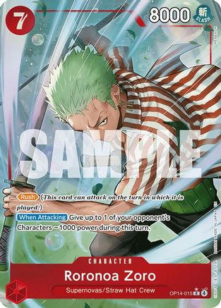 Roronoa Zoro OP14-015 Rare The Azure Sea's Seven NM/M